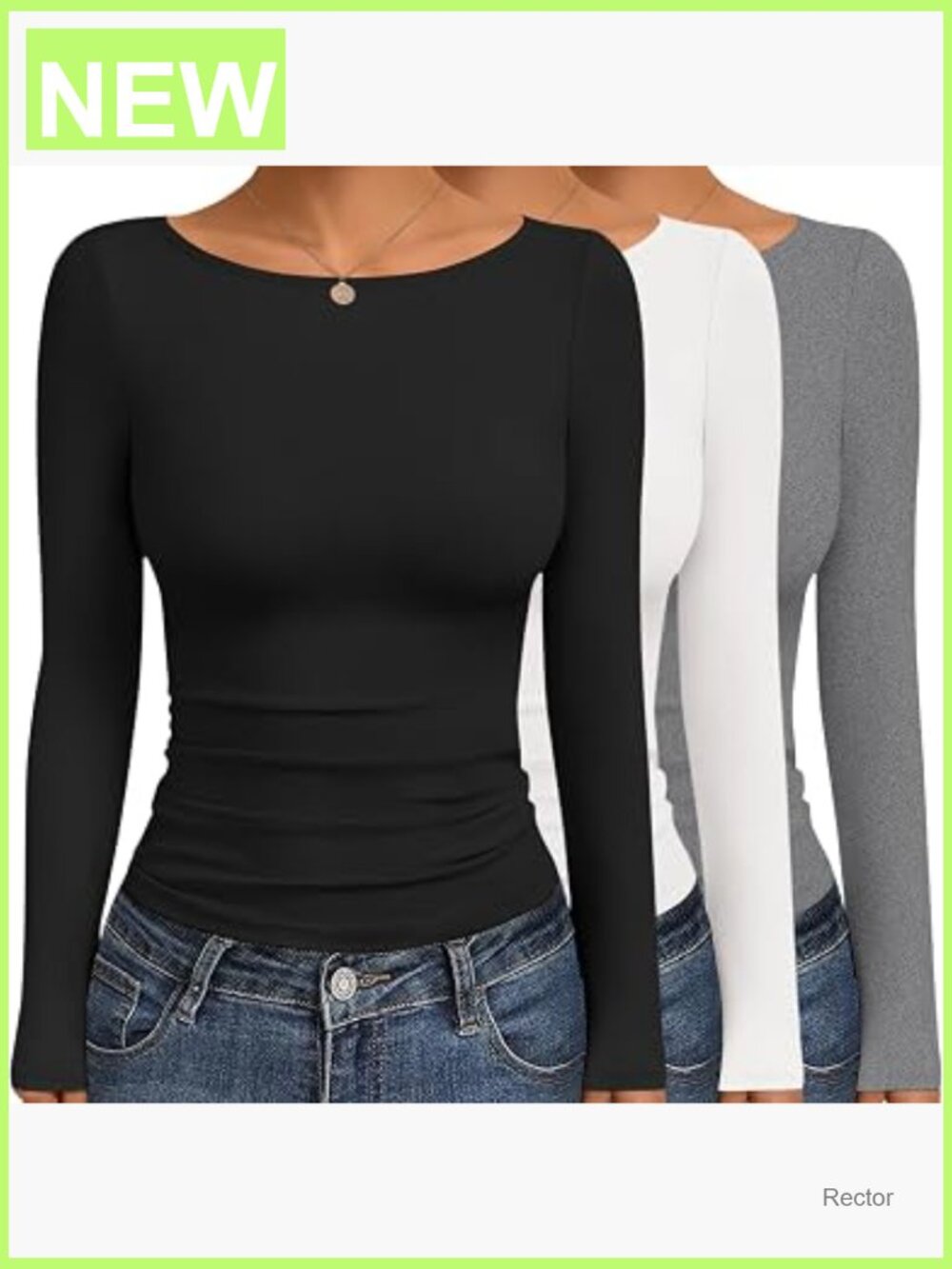 3 Pack Boat Neck Long Sleeve Ruched Tees